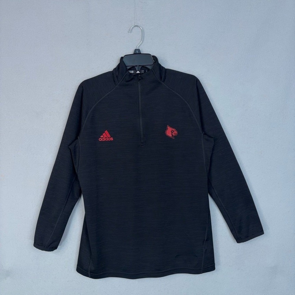 Adidas Louisville Cardinals Pullover Women XL Black Striped Quarter Zip Gorpcore